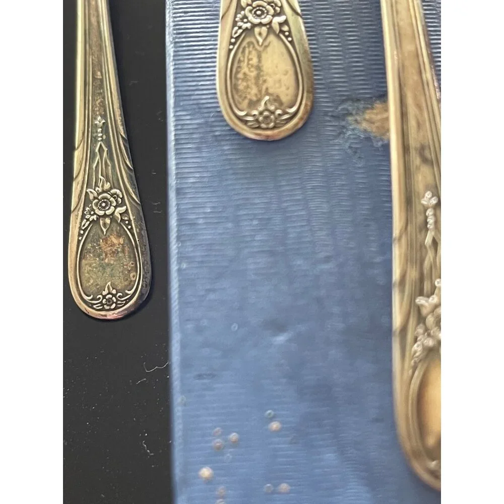 Newport Silver Plated Demi-Tasse Spoon Set Vintage Monogram Area